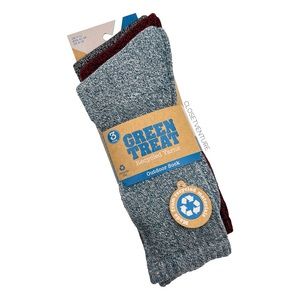 Green Treat Recycled Yarns Heathered Blue Red Black 3 Pairs Outdoor Socks Men’s
